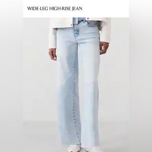 Banana Republic Factory Light Blue Wide-Leg  High-Rise Jeans
